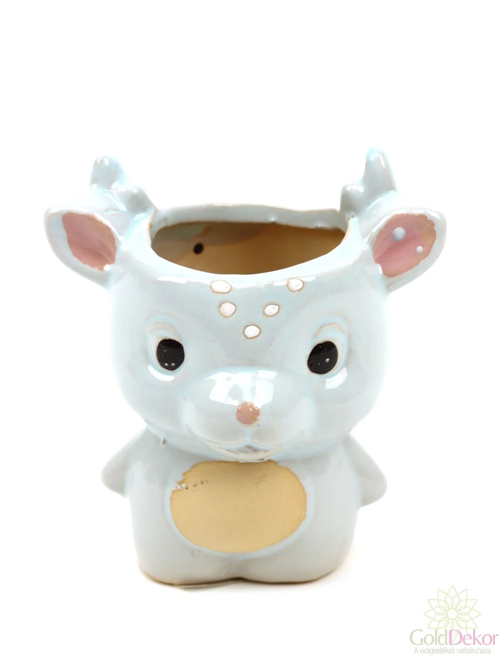 Kerámia szarvas figura kaspó - Kék