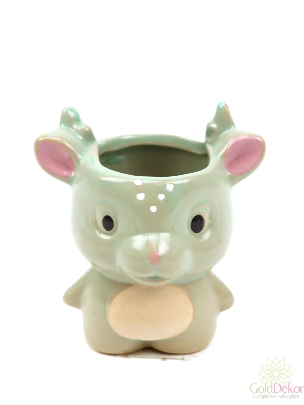 Kerámia szarvas figura kaspó - Menta