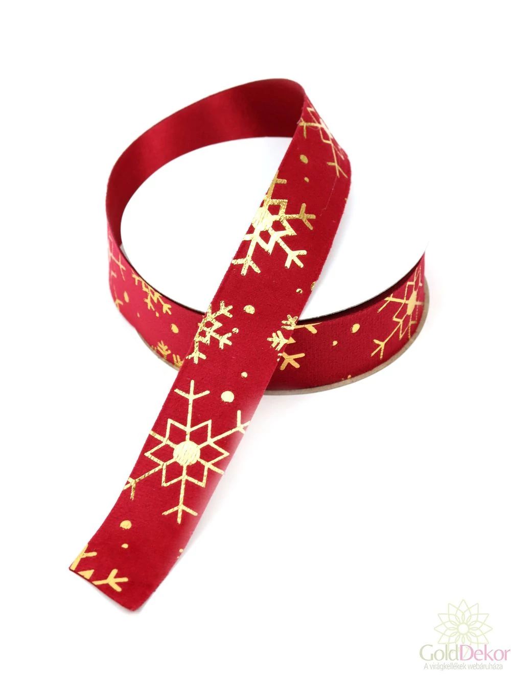 Bársony borítású hópelyhes szatén szalag - Bordó