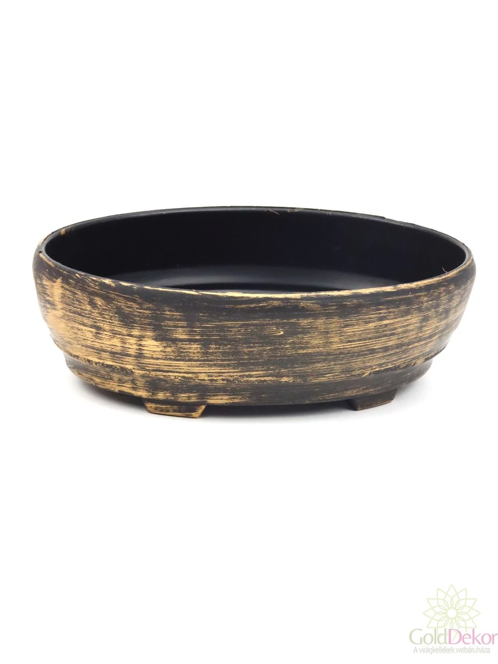 Metál színű műanyag tál ovál - Bronz