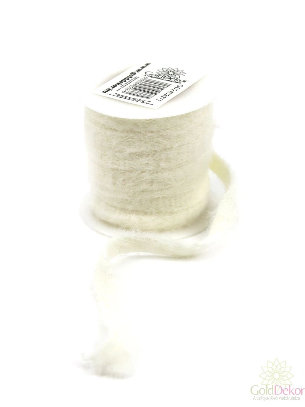 Bolyhos textil szalag - Tört fehér