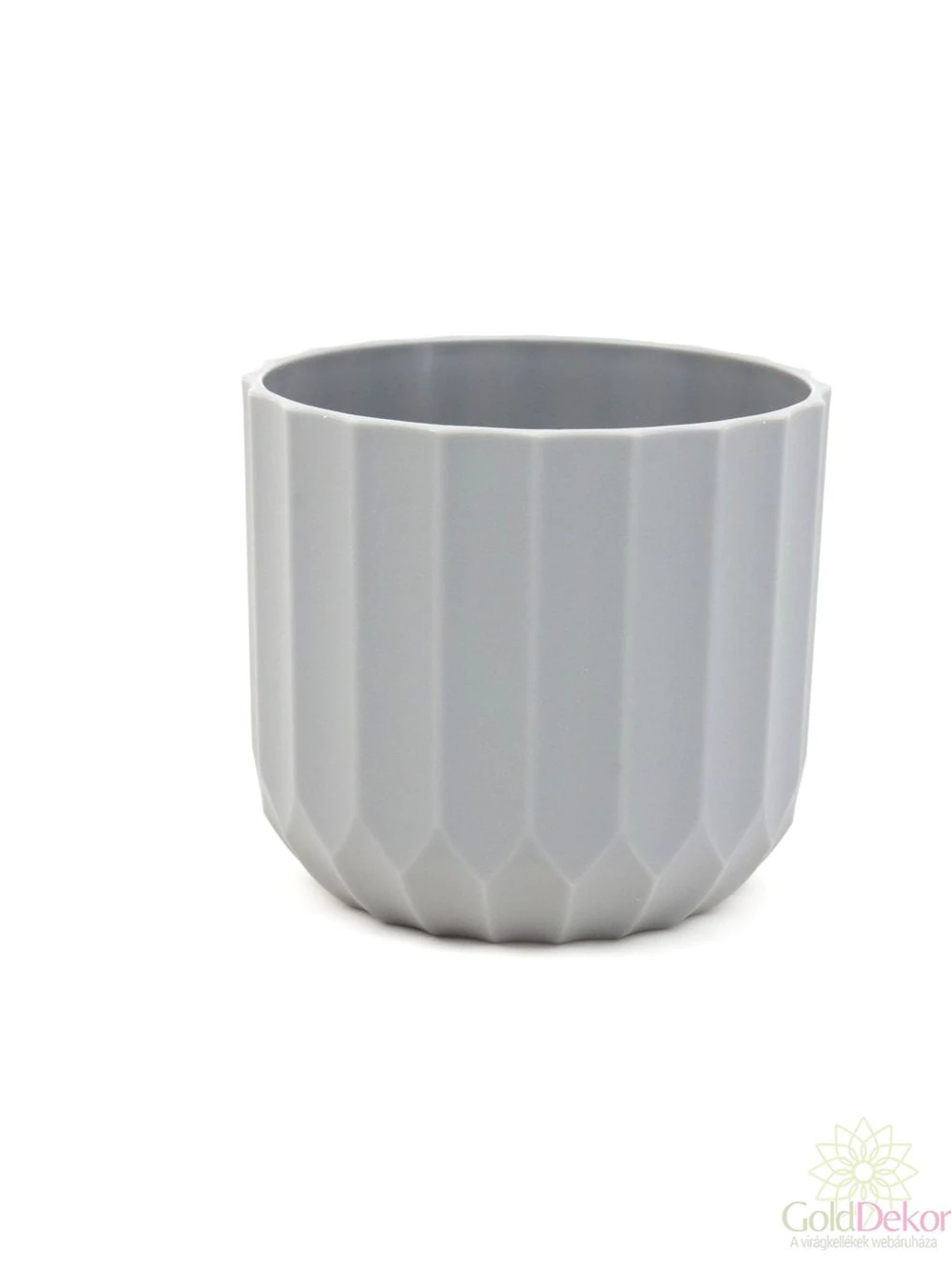 Hosszanti csíkos műanyag kaspó - Szürke