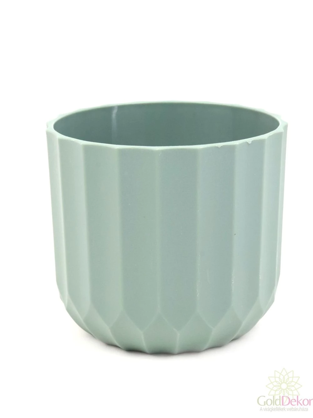 Hosszanti csíkos műanyag kaspó - Zöld