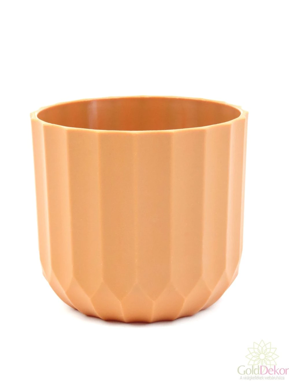 Hosszanti csíkos műanyag kaspó - Terracotta