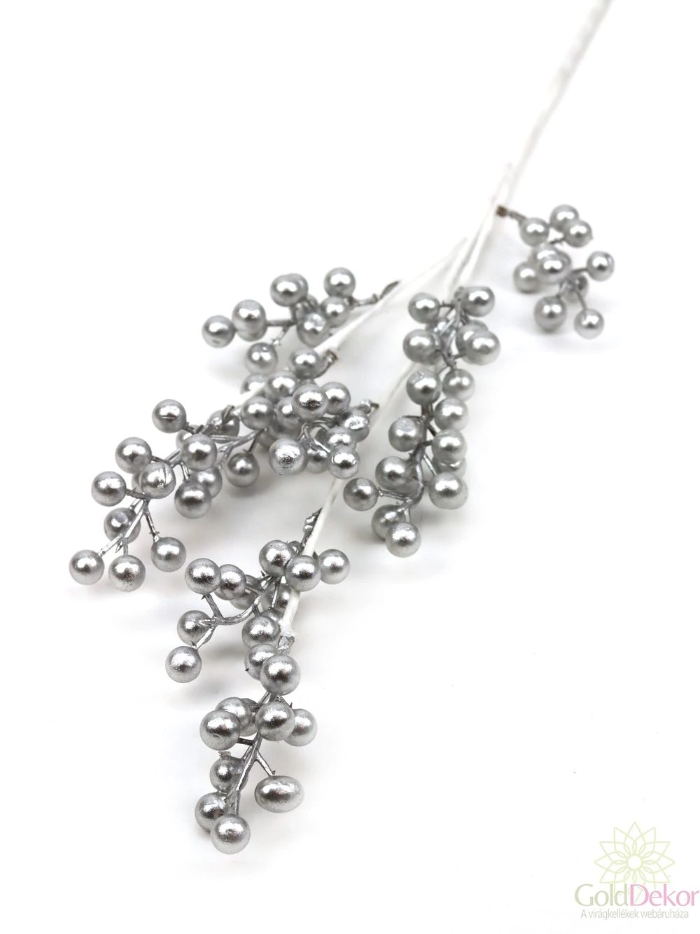 Metál bogyós ág B - Ezüst