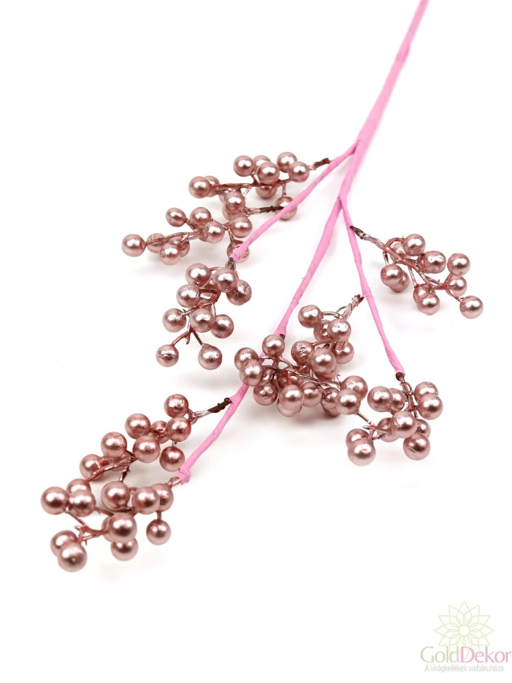 Metál bogyós ág B - Rózsaszín