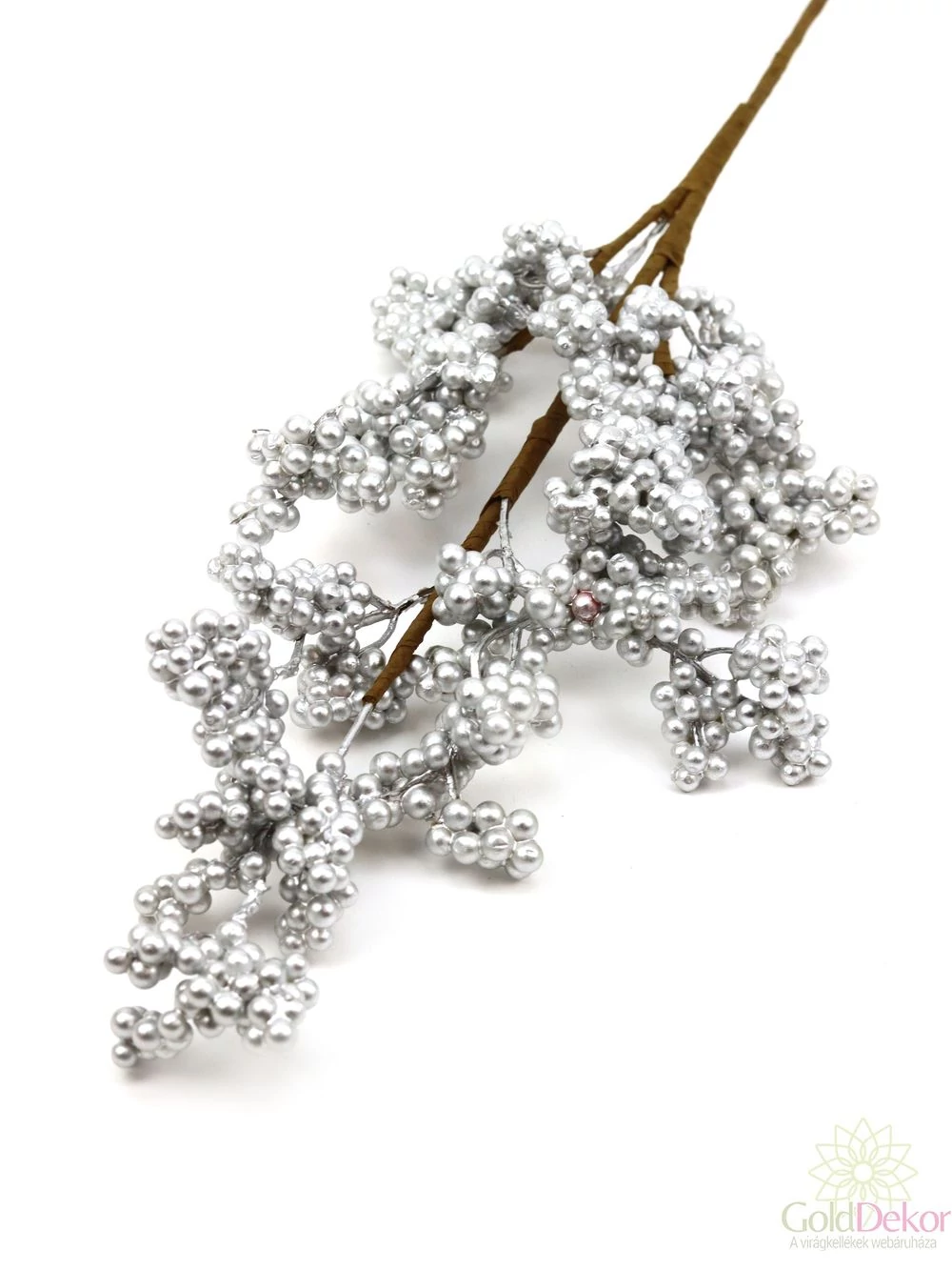 Metál bogyós ág A - Ezüst