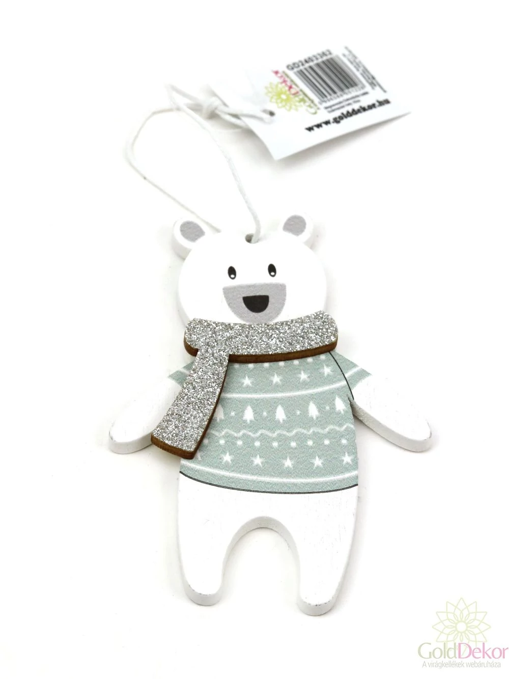 Akasztós fa maci figura sállal