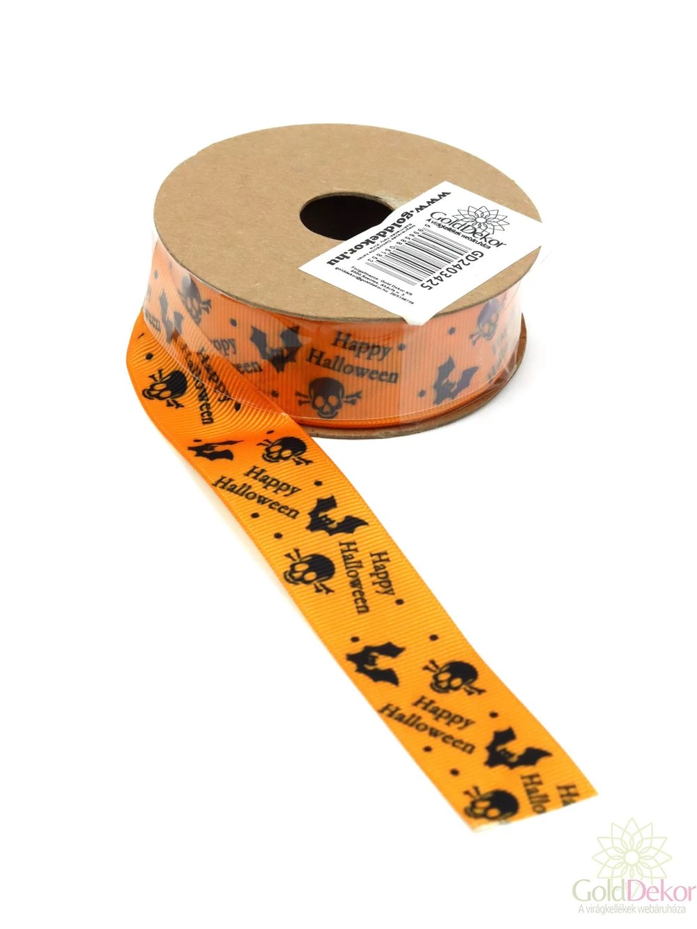 Őszi mintás ripsz szalag - Happy Halloween