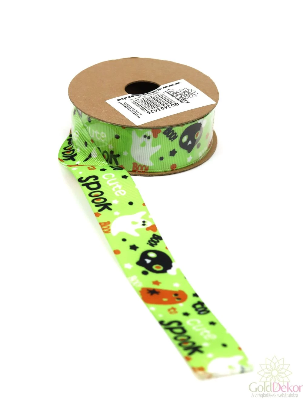 Őszi mintás ripsz szalag - Zöld