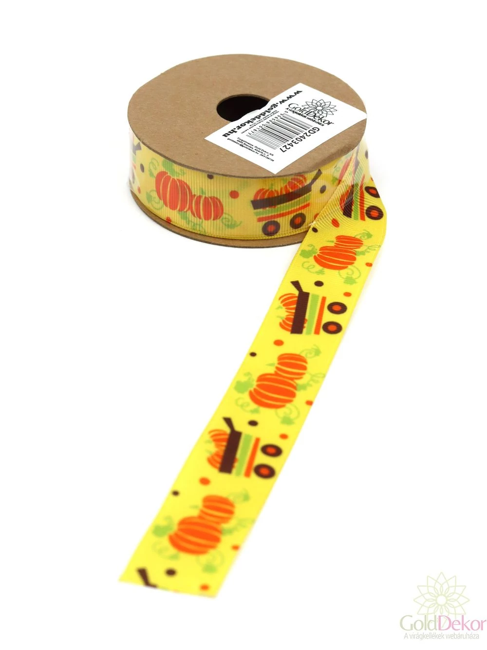 Őszi mintás ripsz szalag - Sárga