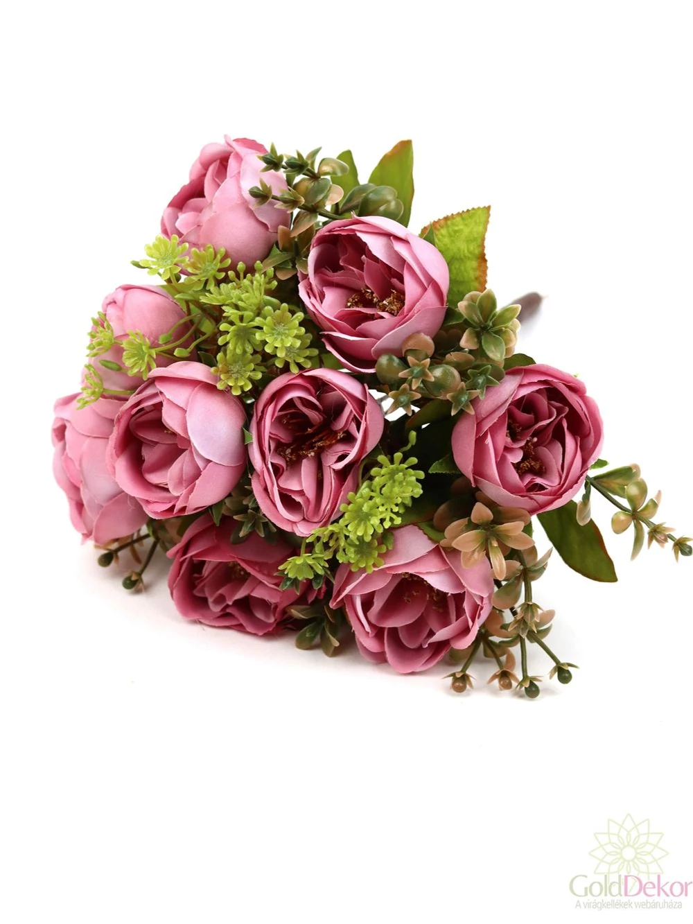 Antik peonia csokor 9 fejes - Pink