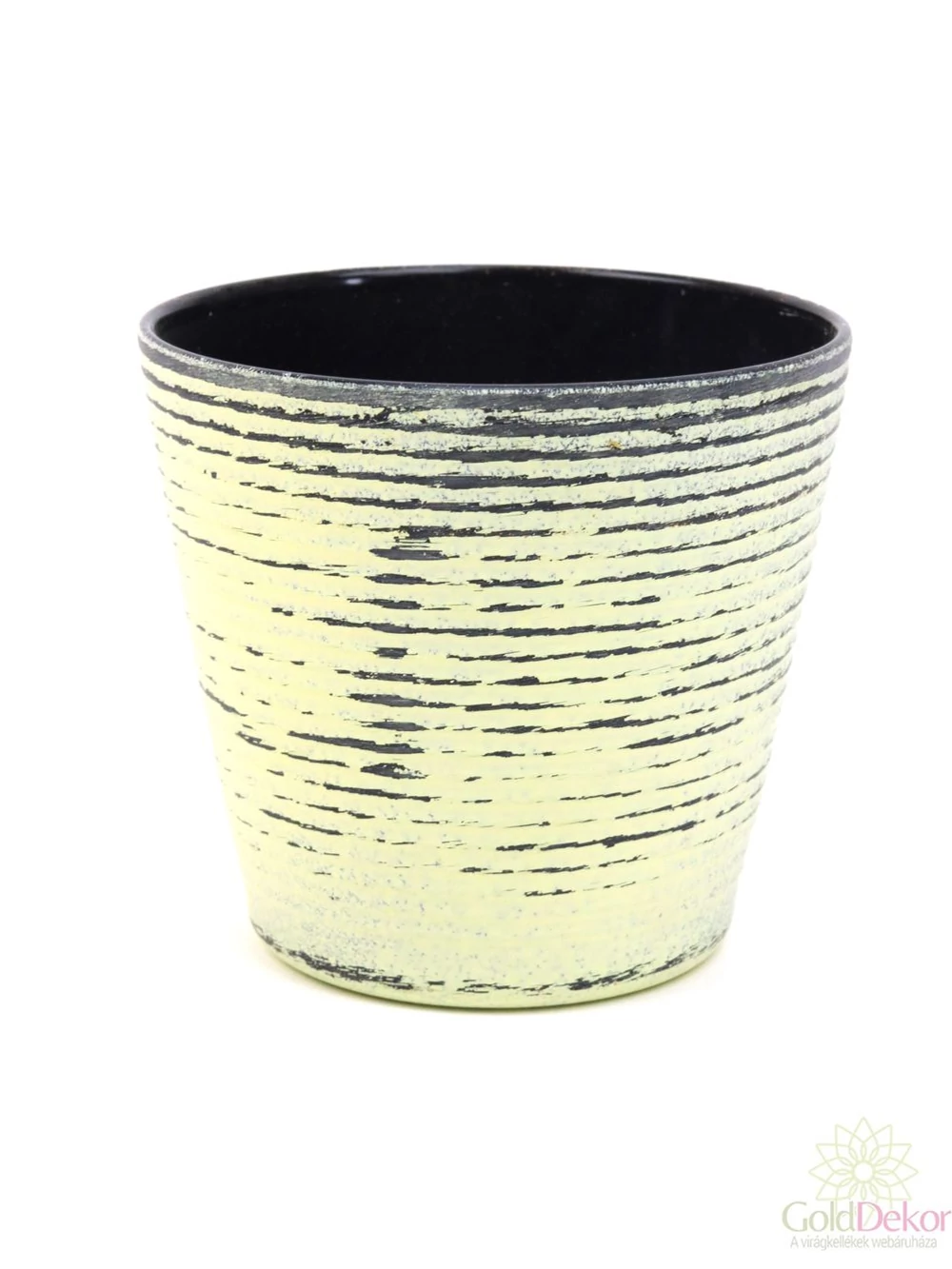 Bordázott koptatott műanyag kaspó - Krém