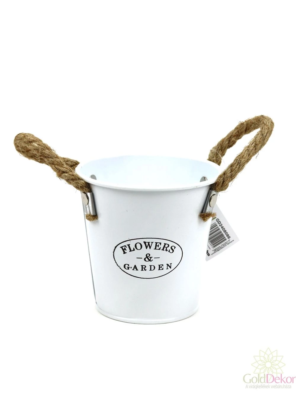 Kötél füles bádog vödör Flowers Garden 10 cm  - Fehér