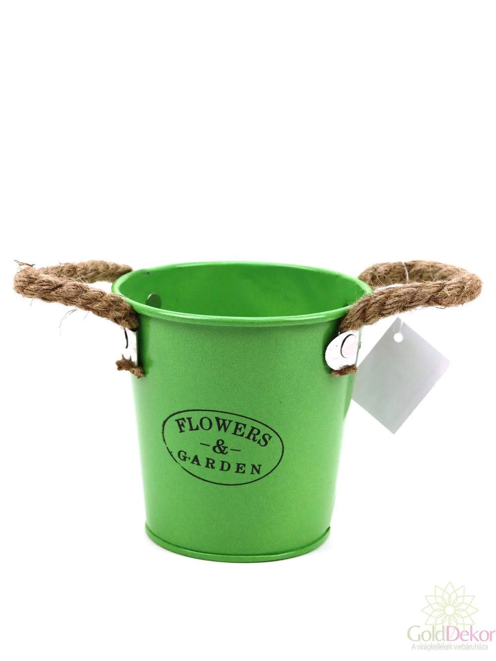 Kötél füles bádog vödör Flowers Garden 10 cm  - Zöld