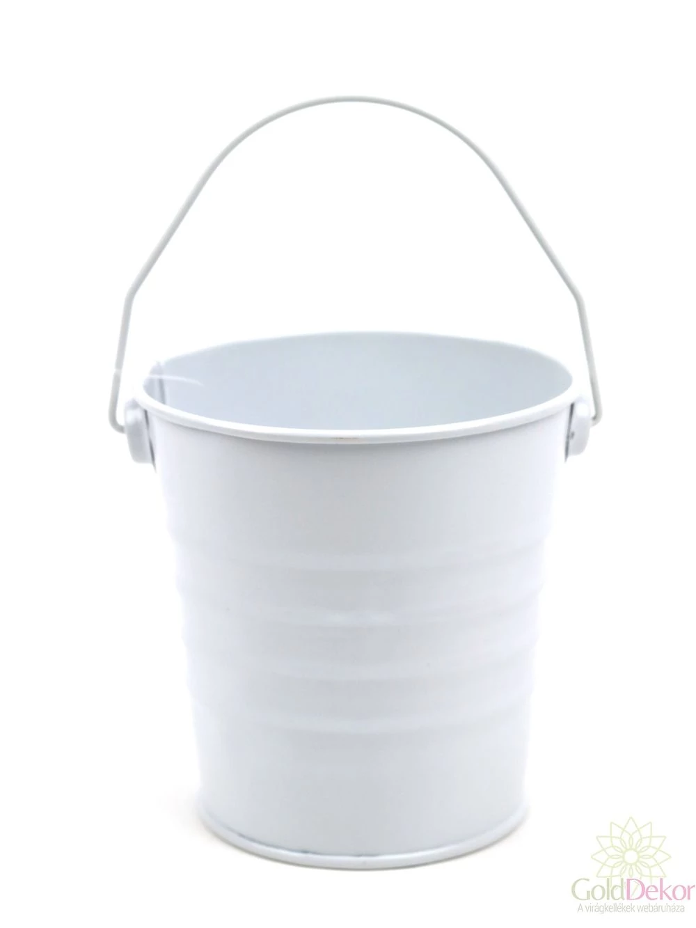 Színes bádog vödör 10 cm - Fehér