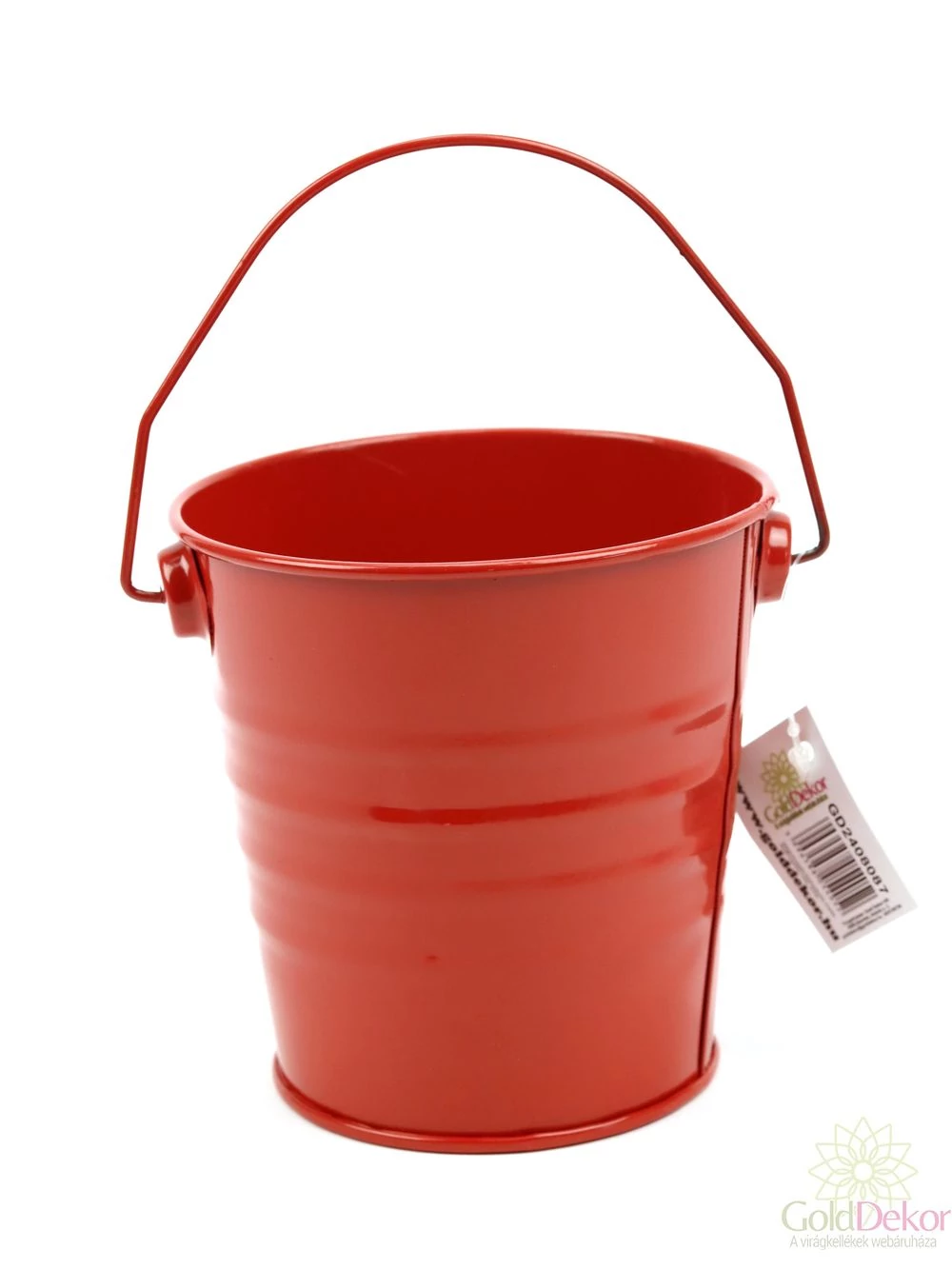 Színes bádog vödör 10 cm - Piros
