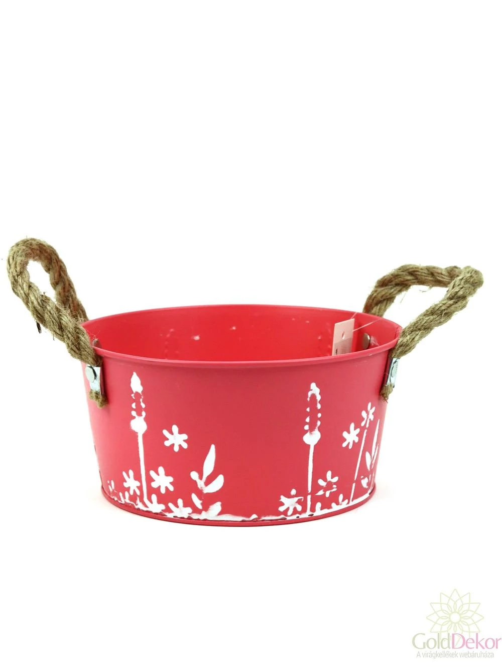 Fehér motívumos színes bádog tál - Pink