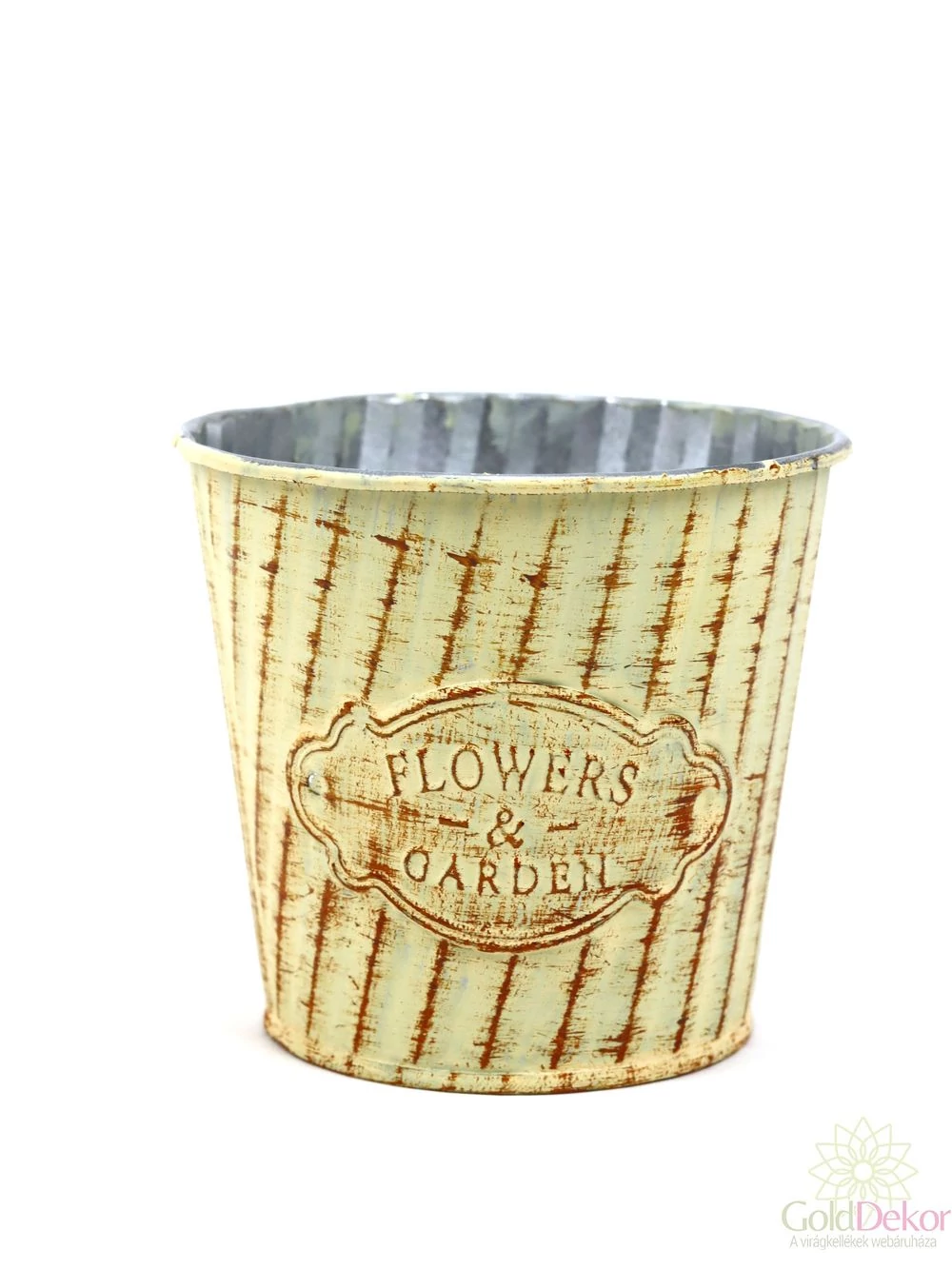 Koptatott bádog kaspó FLOWERS&GARDEN - Sárga Koptatott bádog kaspó FLOWERS&GARDEN - Sárga