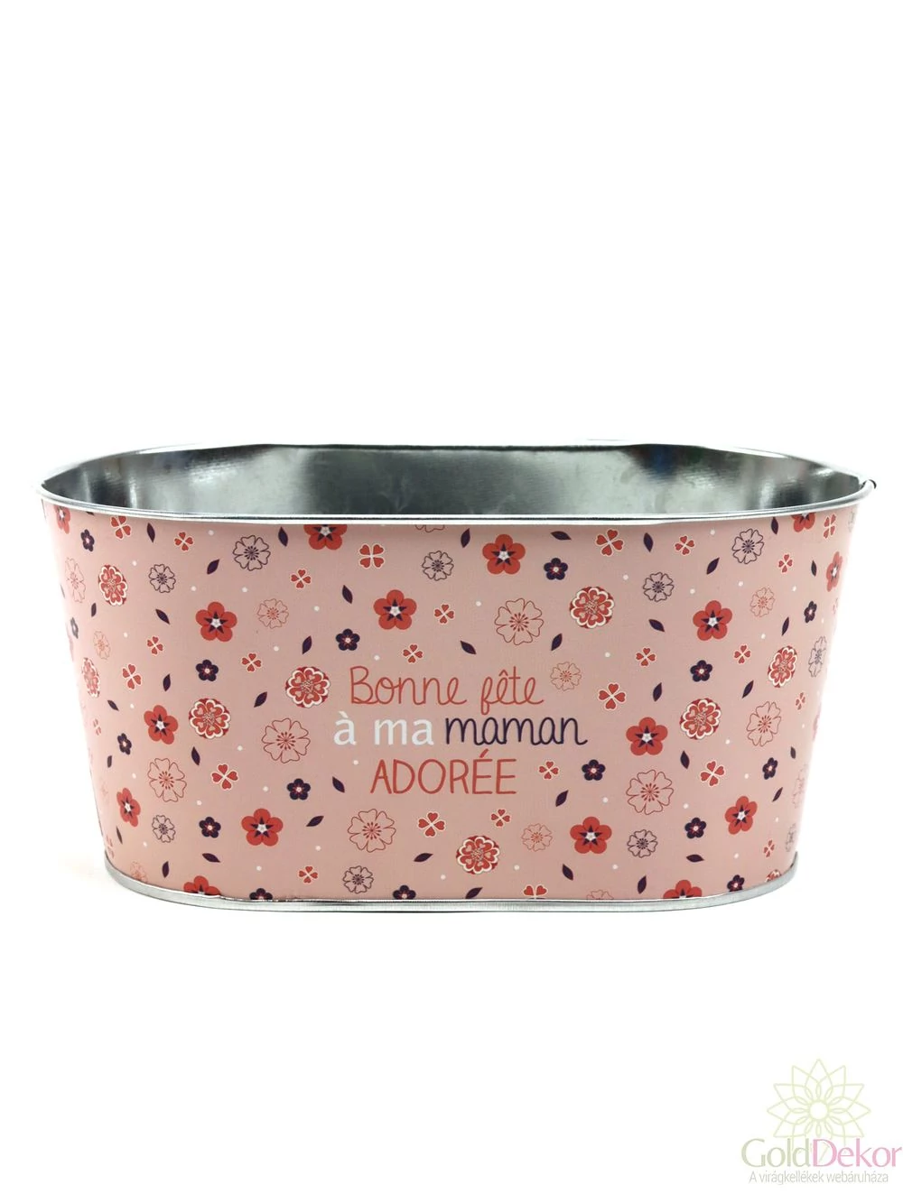 Mintás bádog ovál kaspó - 149