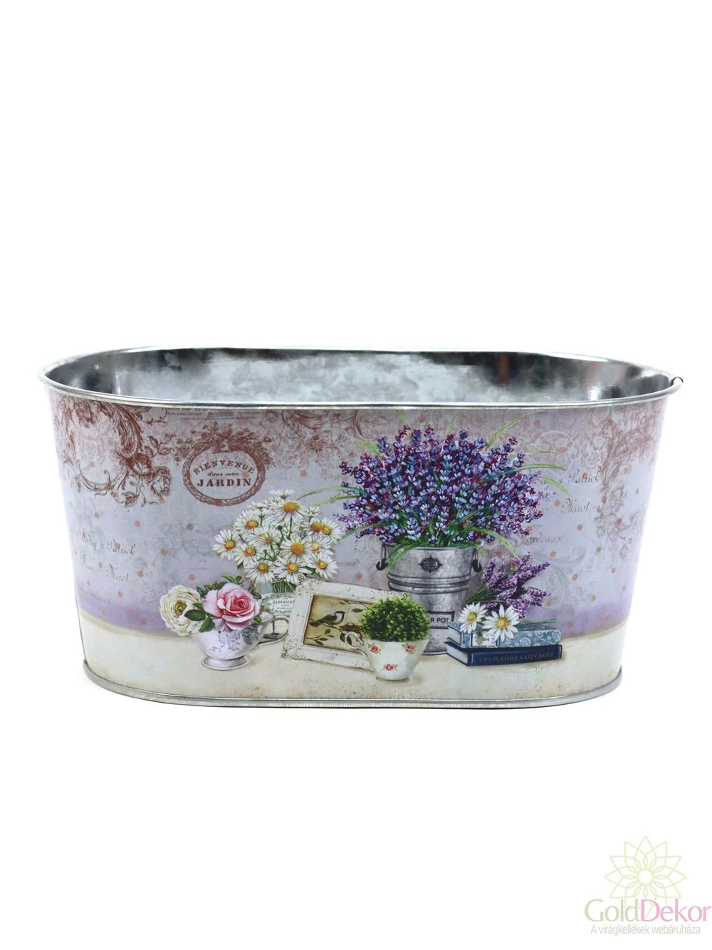 Mintás bádog ovál kaspó - 151
