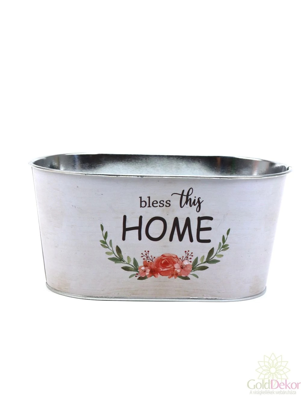 Mintás bádog ovál kaspó - 154