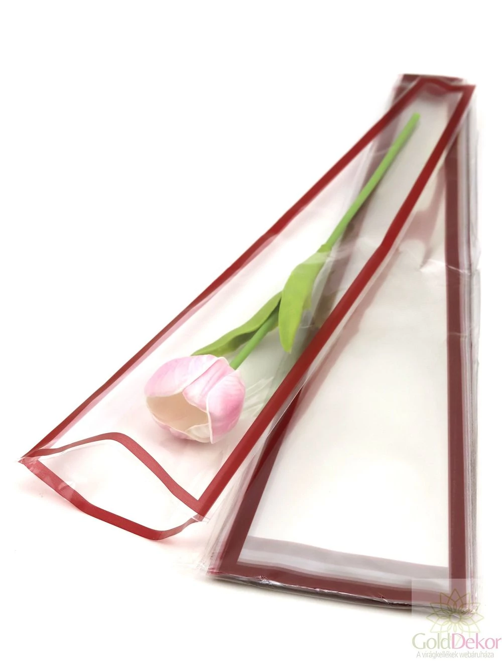 Szálas virág tasak - Színes keretes bordó