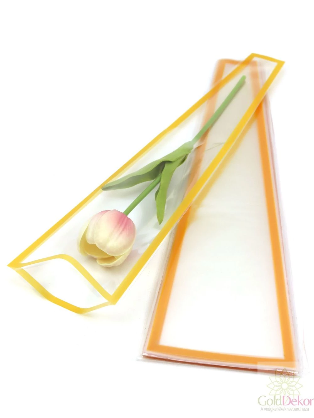 Szálas virág tasak - Színes keretes narancs