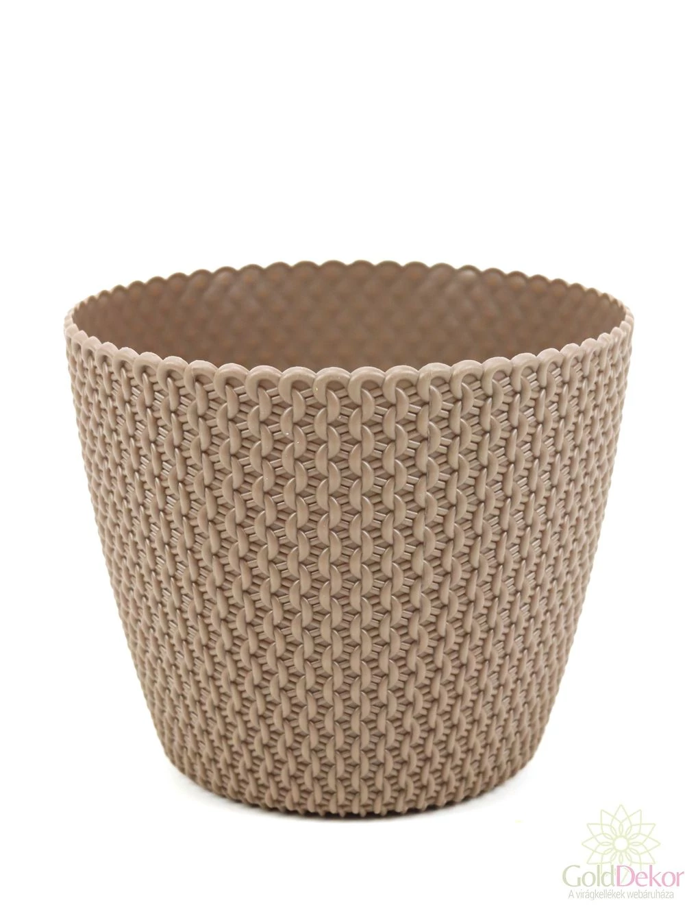 Horgolt mintás műanyag kaspó - Barna