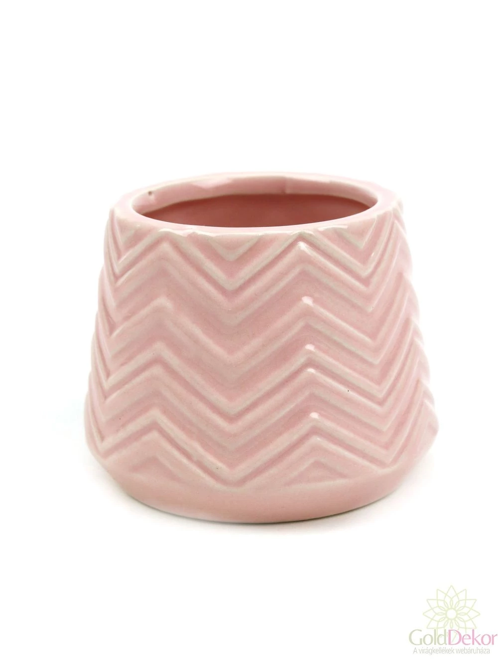 Cikkcakk mintás kaspó - Rózsaszín