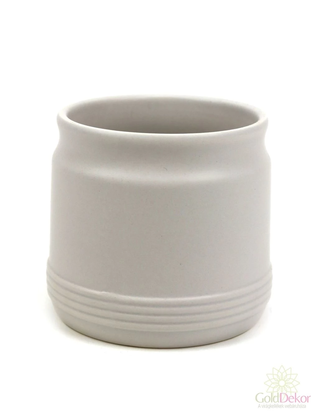 Csíkos aljú henger kaspó - Halvány szürke