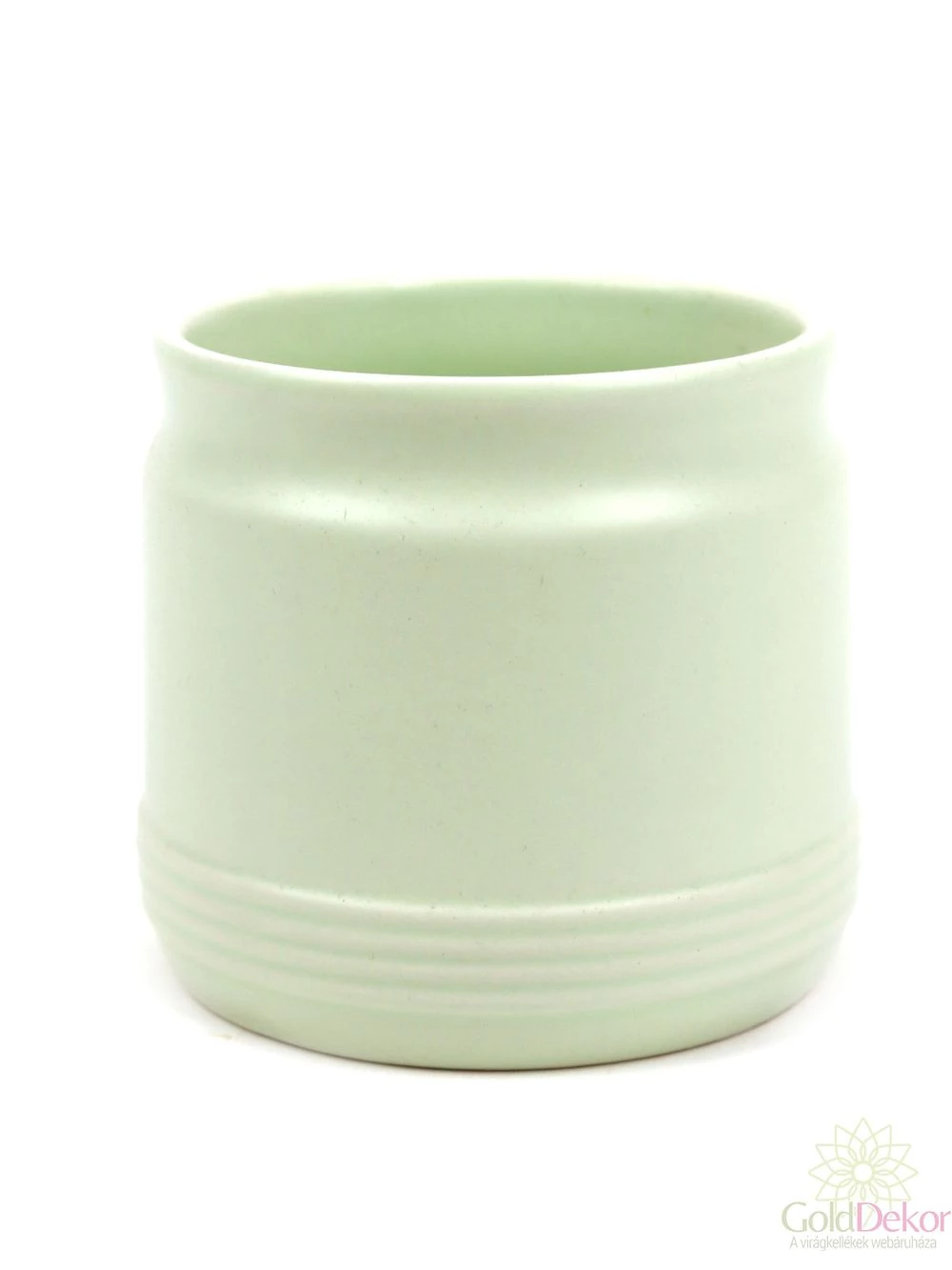 Csíkos aljú henger kaspó - Halvány zöld