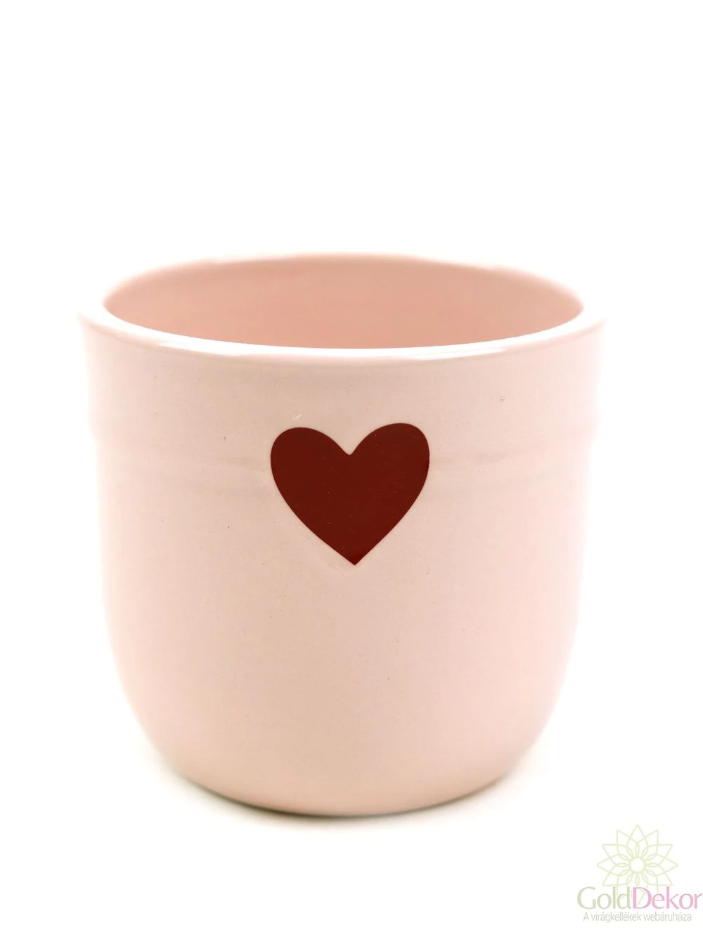 Piros szíves kerámia kaspó kicsi - Rózsaszín