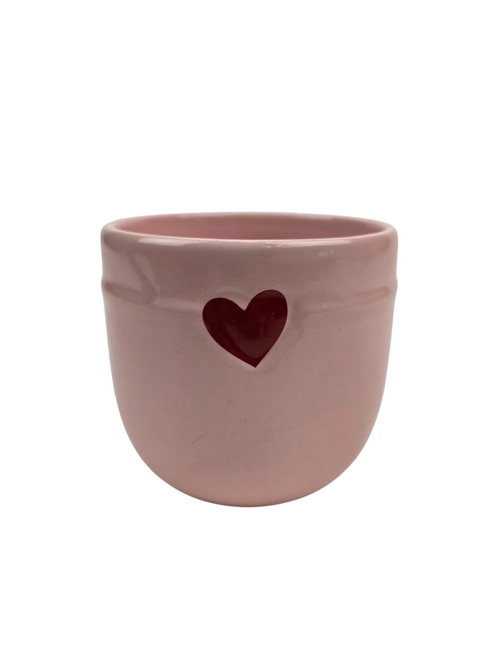 Piros szíves kerámia kaspó nagy - Rózsaszín
