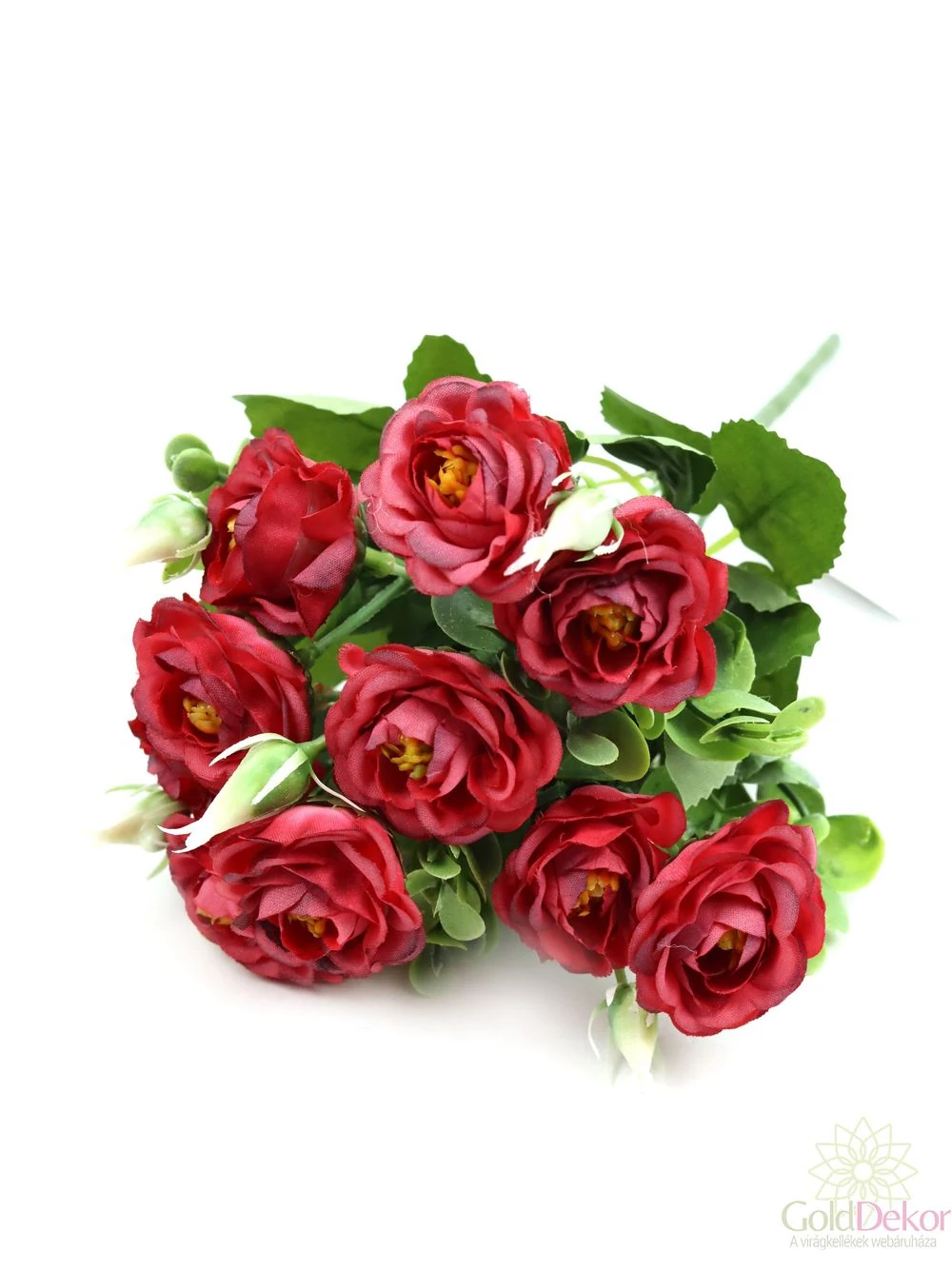 Fodros szirmú rósza csokor 10 fejes - Piros