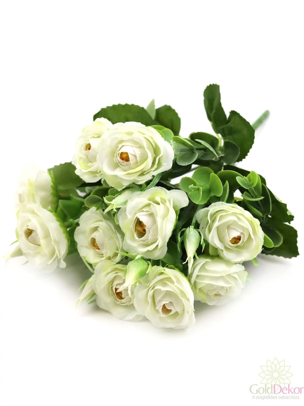 Fodros szirmú rósza csokor 10 fejes - Fehér