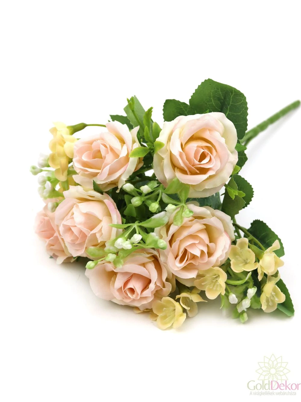 Rózsa csokor apró virággal 6 fejes - Halvány rózsaszín