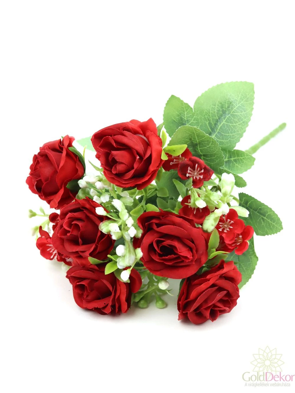 Rózsa csokor apró virággal 6 fejes - Piros