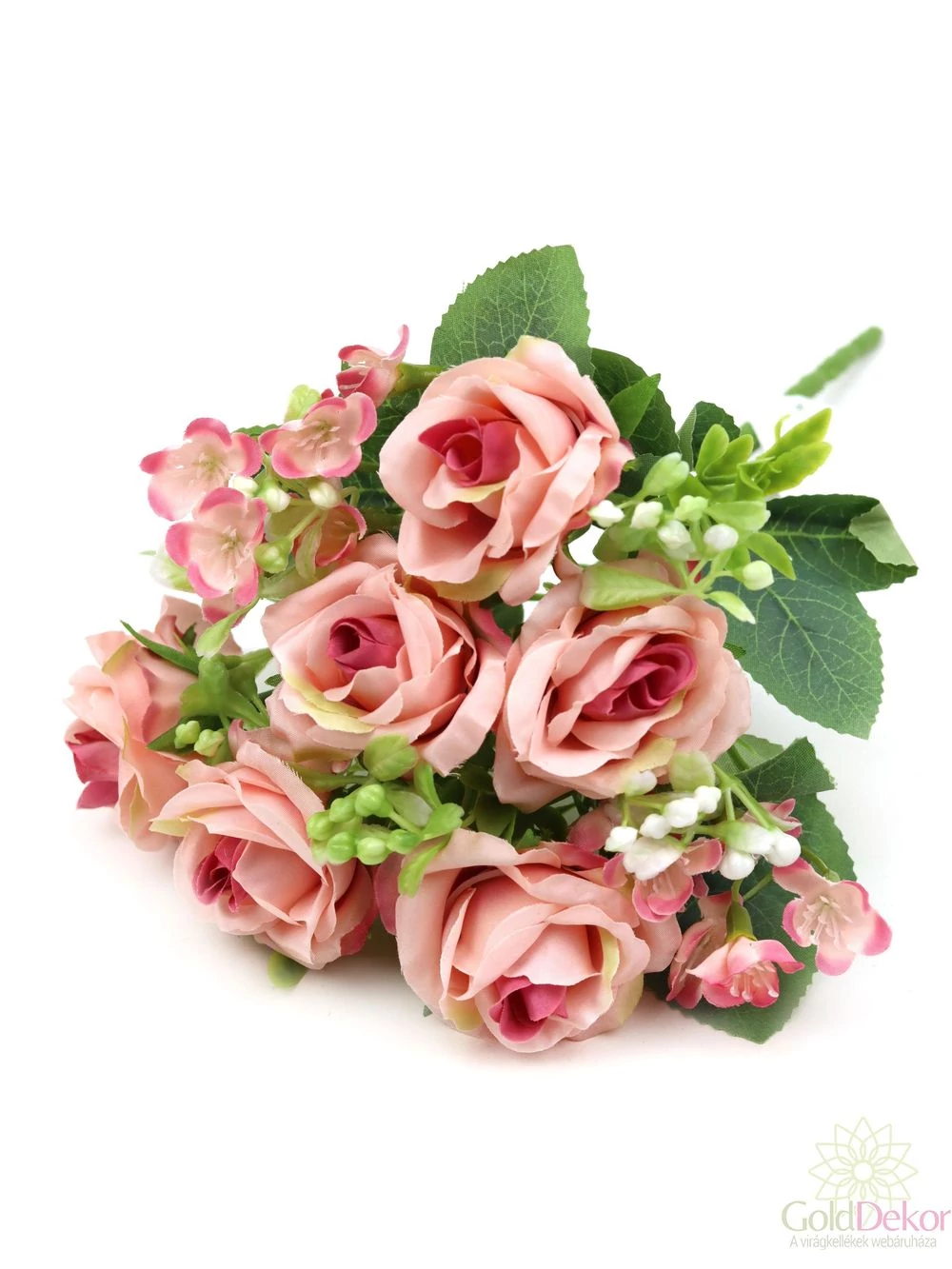 Rózsa csokor apró virággal 6 fejes - Cirmos rózsaszín