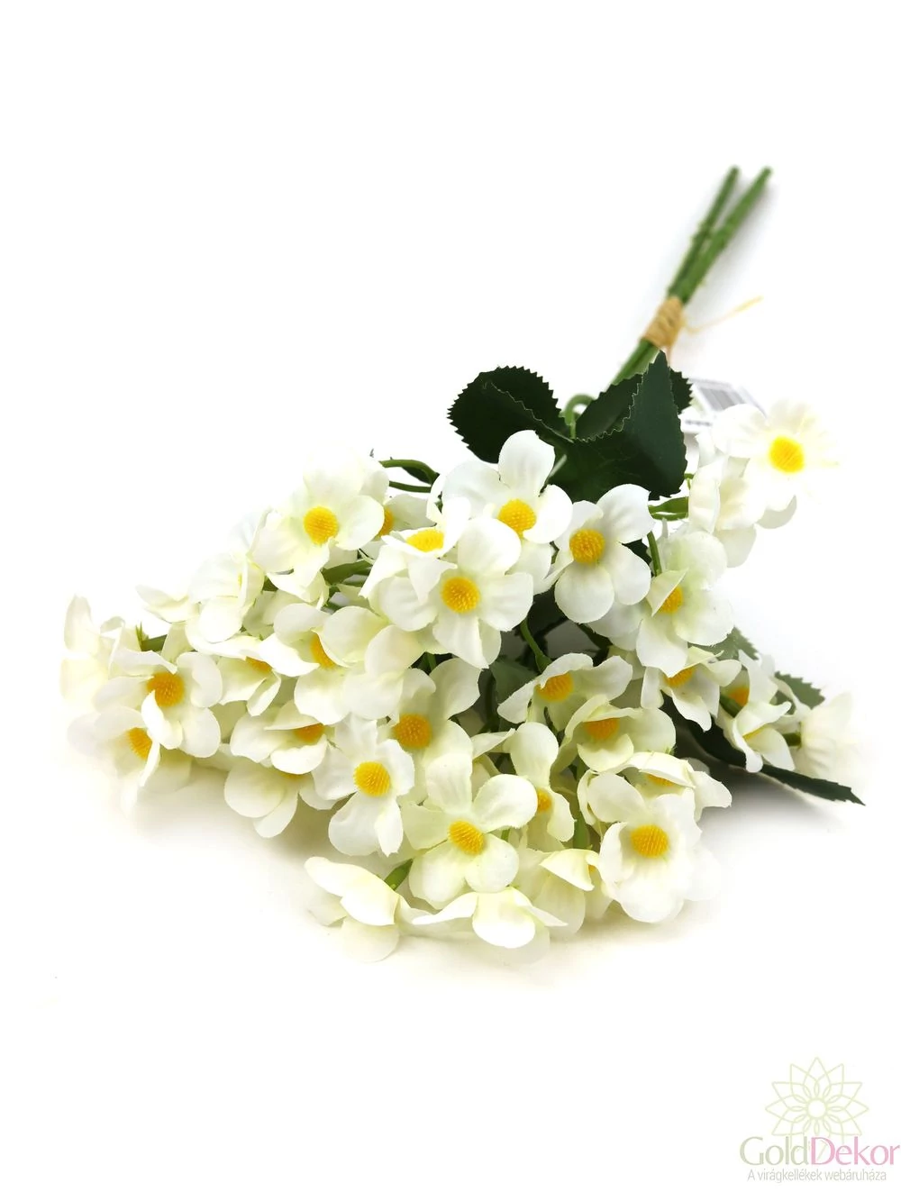 Apró virágos kötegelt dekor csokor - Fehér