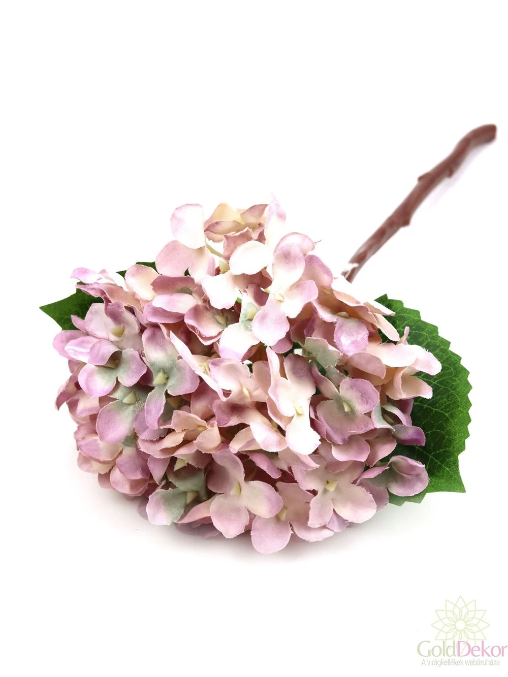 Hortenzia ág levéllel - Fáradt lila