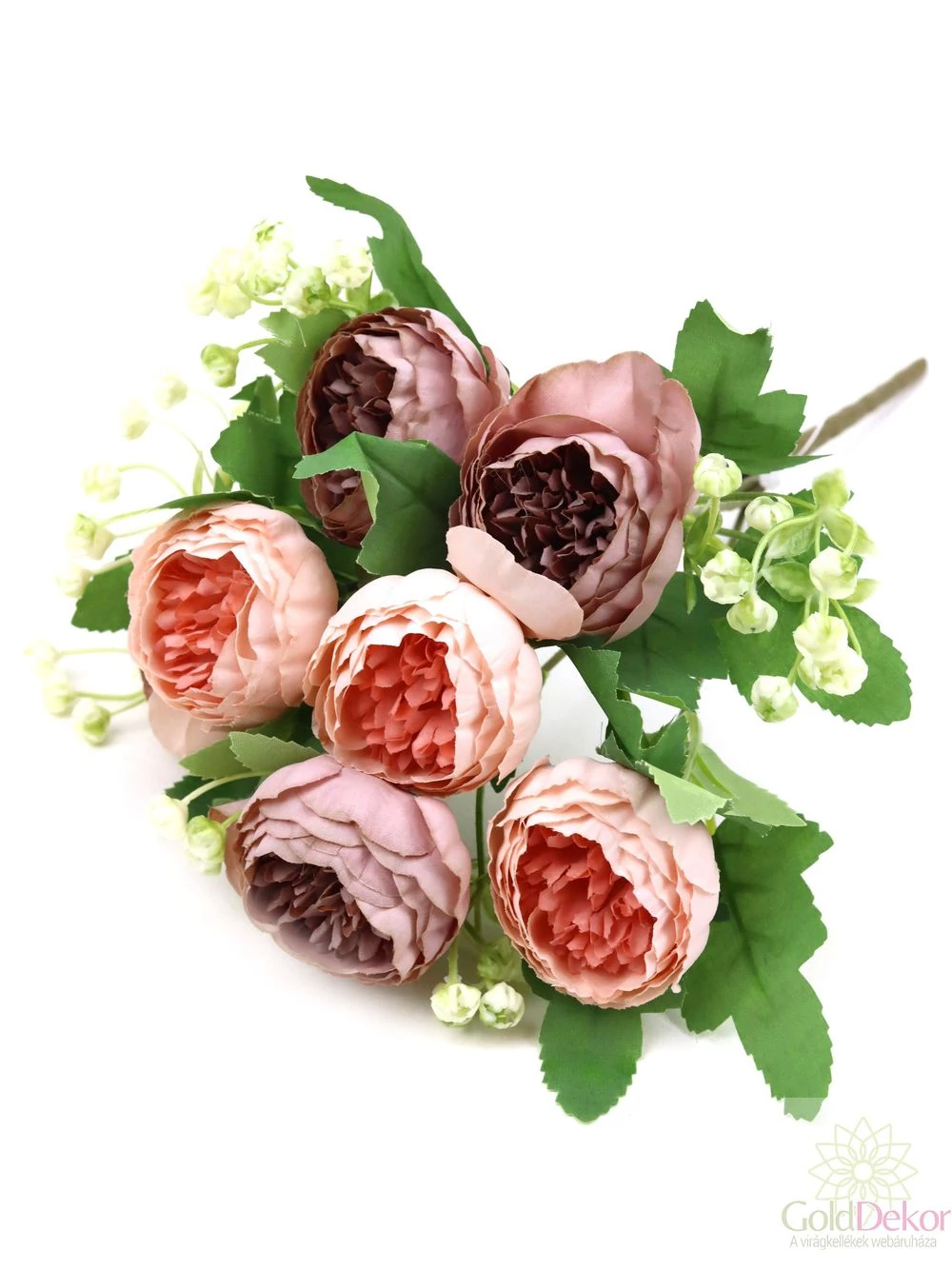 7 fejes peonia csokor rezgővel - Rózsaszín-mályva