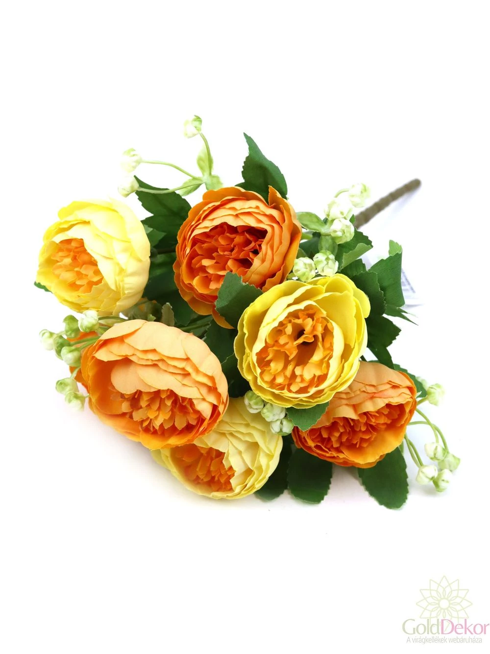 7 fejes peonia csokor rezgővel - Sárga-narancs