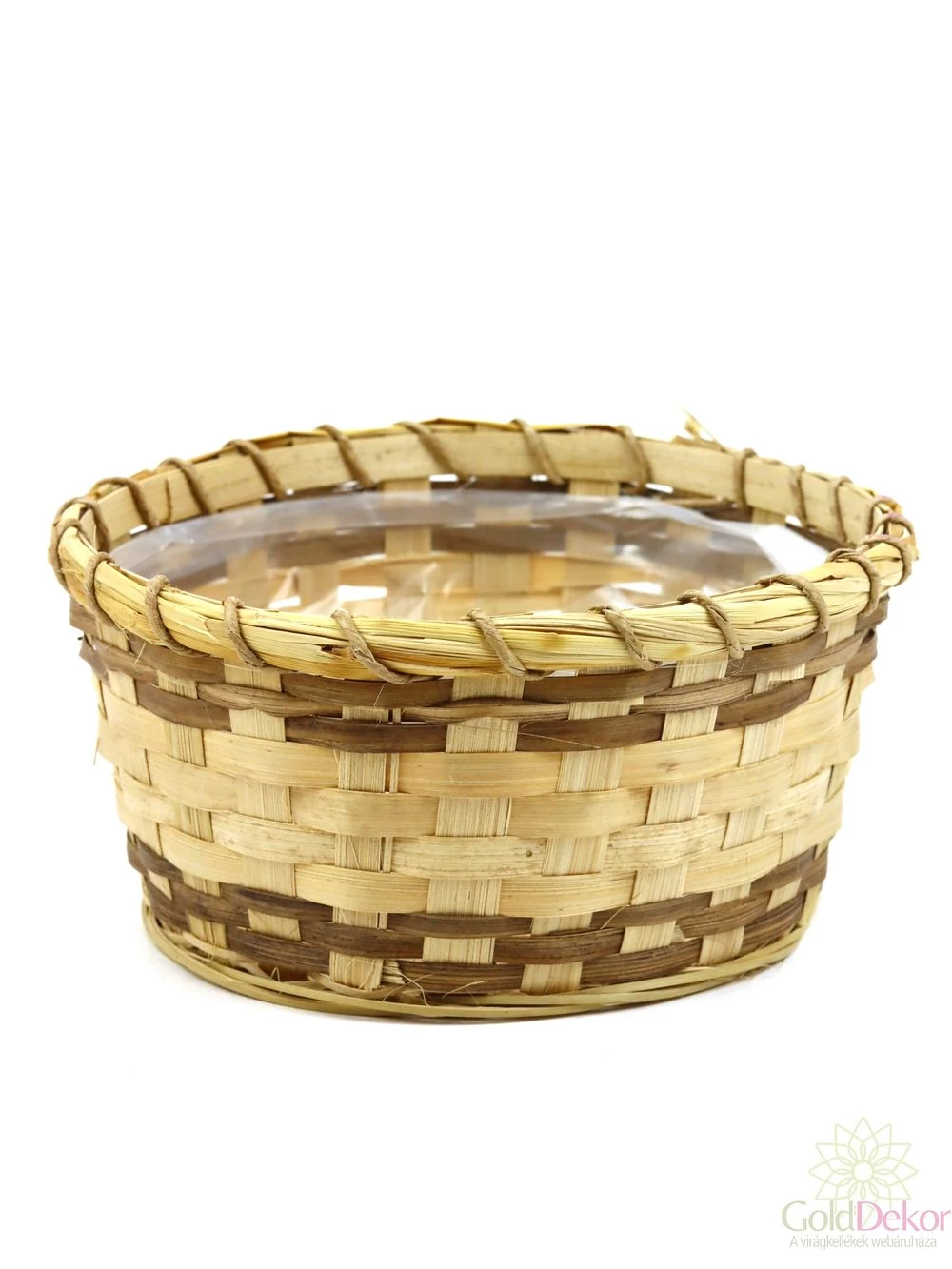 Natúr bambusz kosár peremes