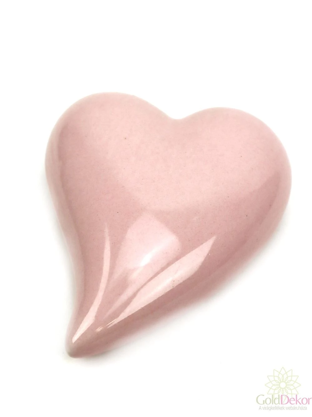 Kerámia szív féloldalas 9 cm - Rózsaszín