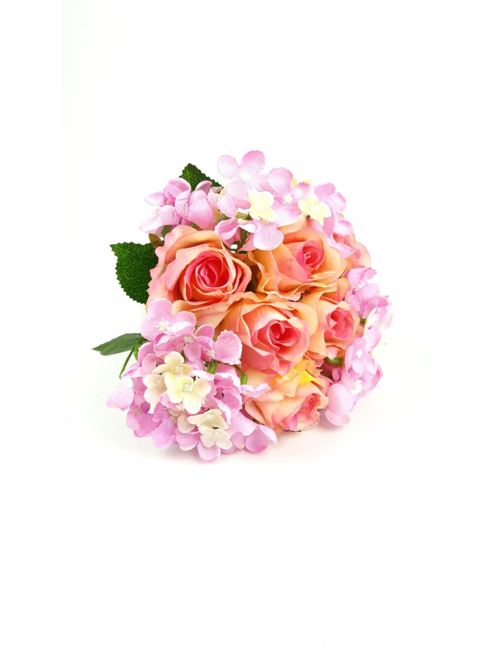 Bimbós rózsa csokor hortenziával - Rózsaszín