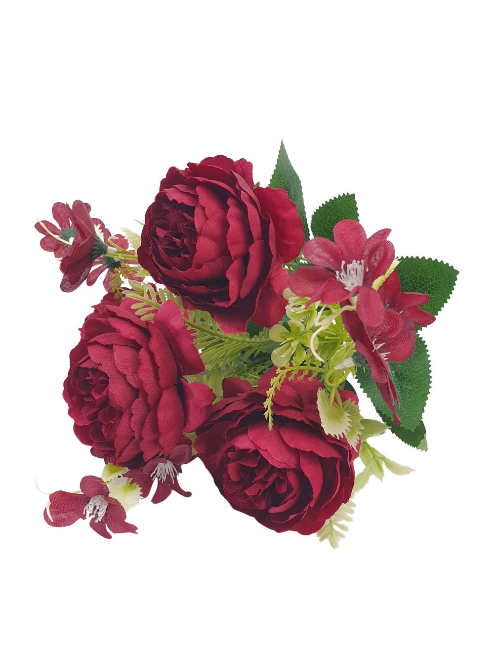 4 fejes peonia csokor  - Bordó 