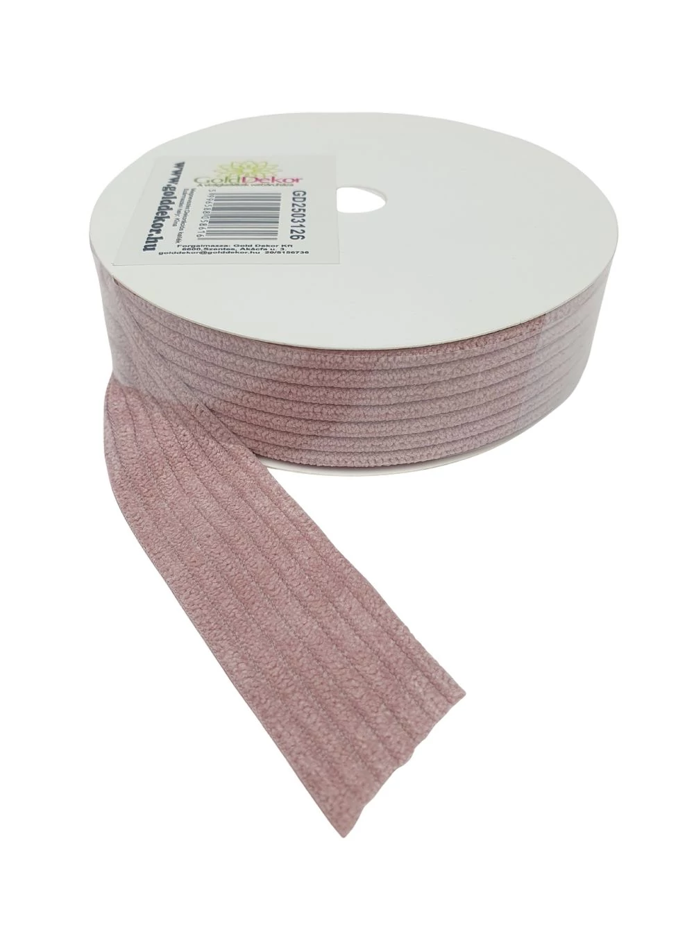 2,5 cm-es bordázott bársony szalag - Púder 2,5 cm-es bordázott bársony szalag - Púder