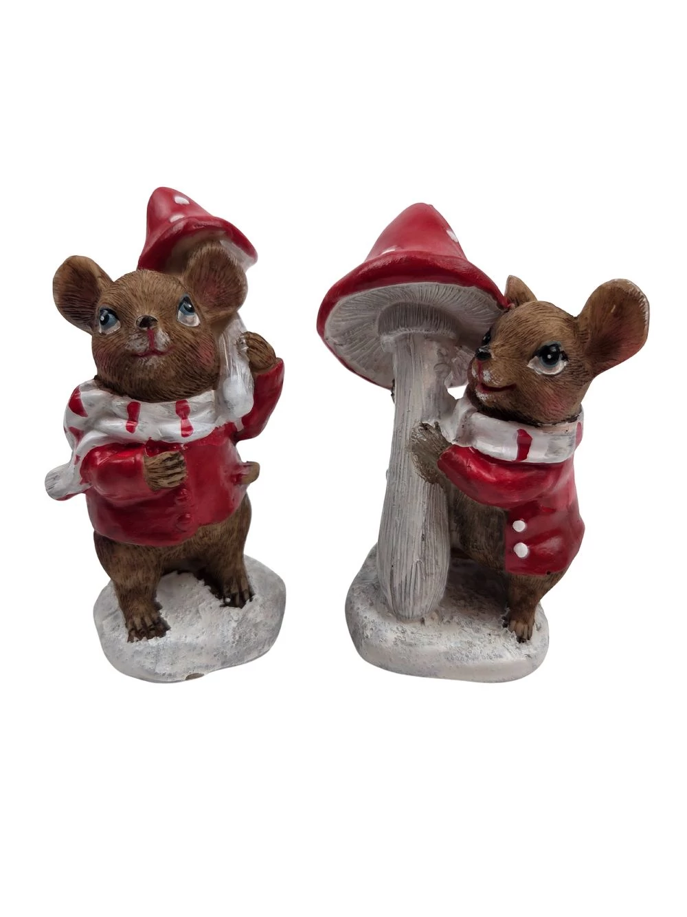 Piros ruhás egérke gombával 9,5 cm