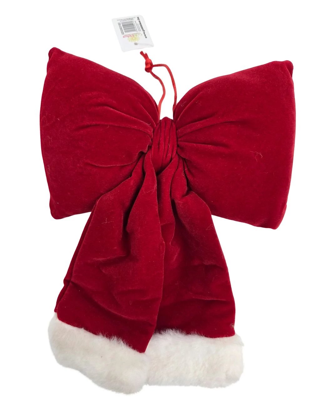 Ajtó masni - Piros fehér szörmés végű 20 cm